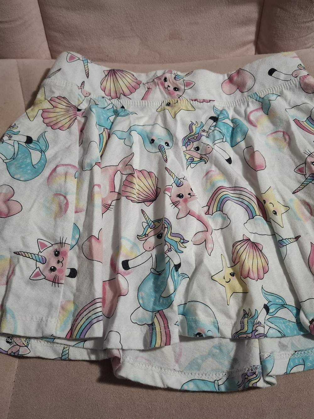 Place White Skirt with Pastel Unicorns, Mermaids & Rainbows